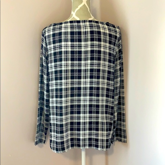 Plaid, boatneck blouse - Picture 2 of 3